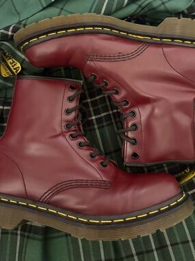 Traditional Dr. Martens Maroon 8-Eye Lace-Up Combat Boots